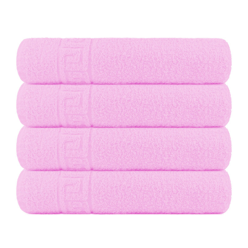 Solid Pink 4 piece 100% Cotton Hand Towel/Gym Towel/Face Towel