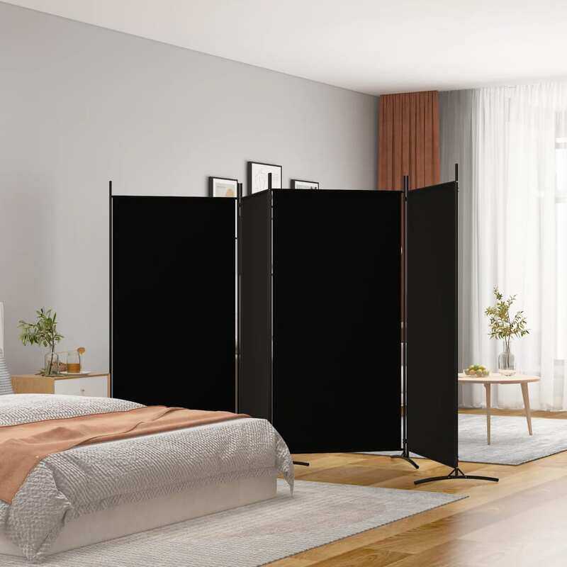 

vidaXL 4-Panel Room Divider Black 346x180 cm Fabric