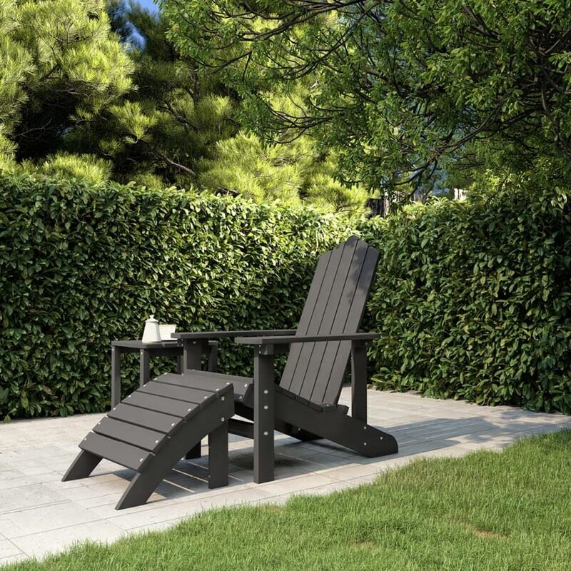 

vidaXL Garden Adirondack Chair with Footstool HDPE Anthracite