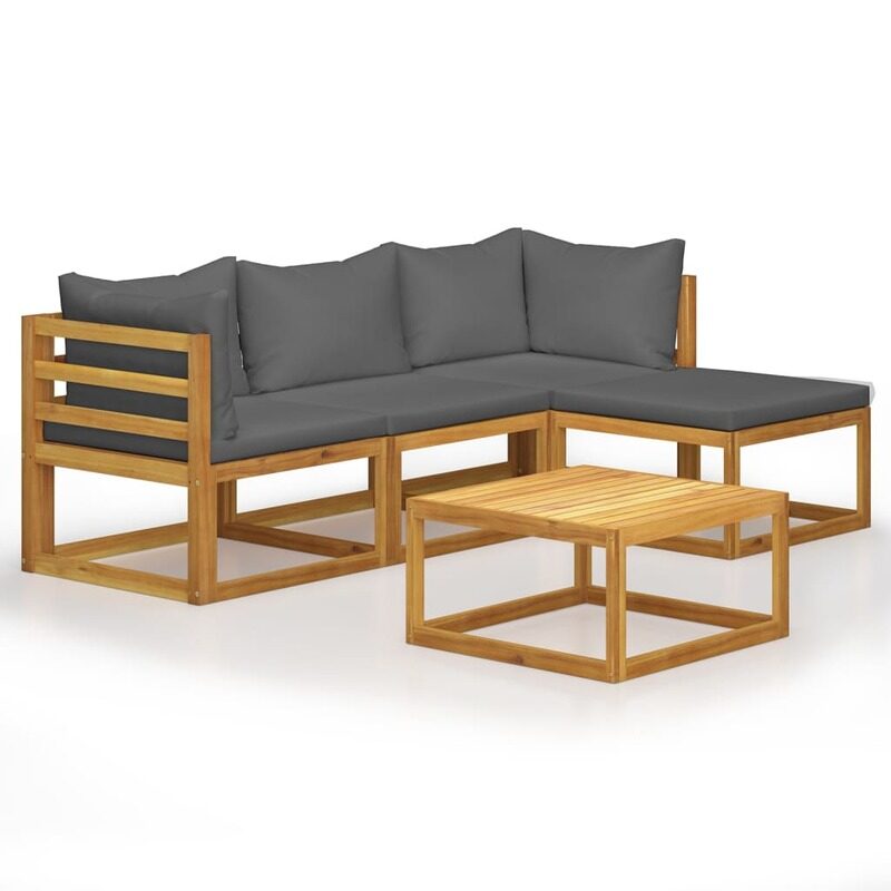 

vidaXL 5 Piece Garden Lounge Set with Cushions Solid Acacia Wood
