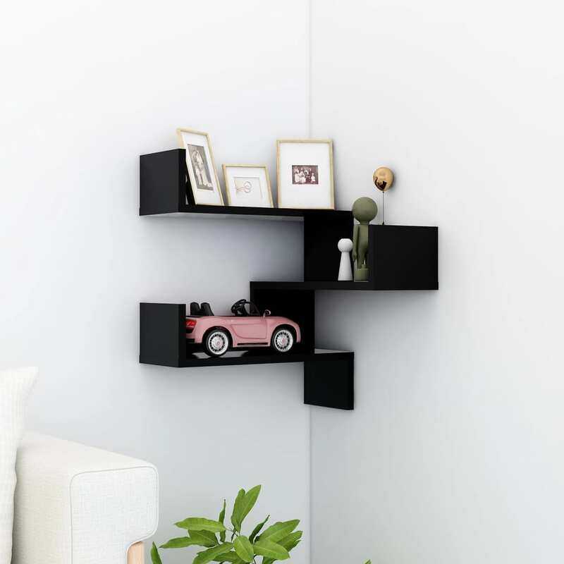 

vidaXL Wall Corner Shelf Black 40x40x50 cm Engineered Wood