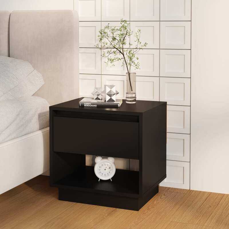 

vidaXL Bedside Cabinet Black 45x34x44 cm Engineered Wood