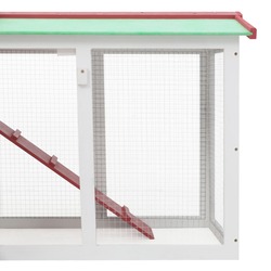 vidaXL Outdoor Large Rabbit Hutch Red and White 145x45x85 cm Wood
