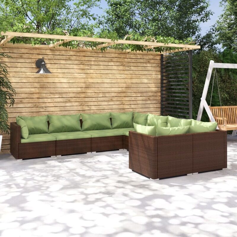 

vidaXL 8 Piece Garden Lounge Set with Cushions Poly Rattan Brown