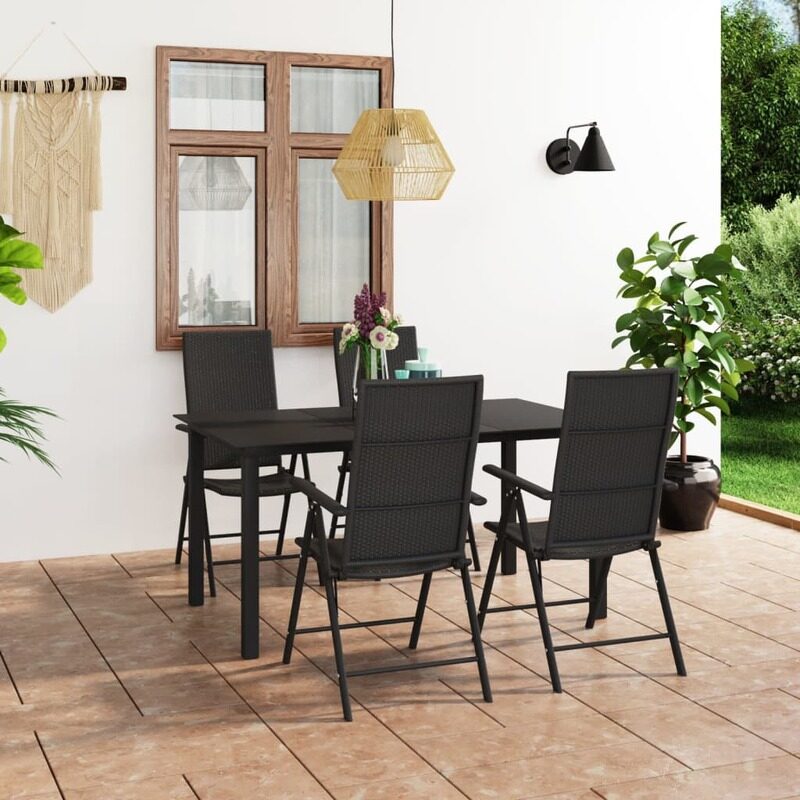 

vidaXL 5 Piece Garden Dining Set Black