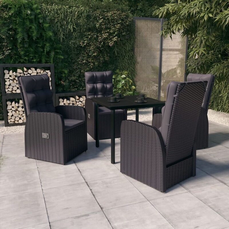 

vidaXL 5 Piece Garden Dining Set with Cushions Black