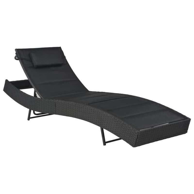 

vidaXL Sun Lounger Poly Rattan and Textilene Black