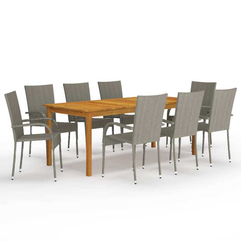 

vidaXL 9 Piece Garden Dining Set Grey