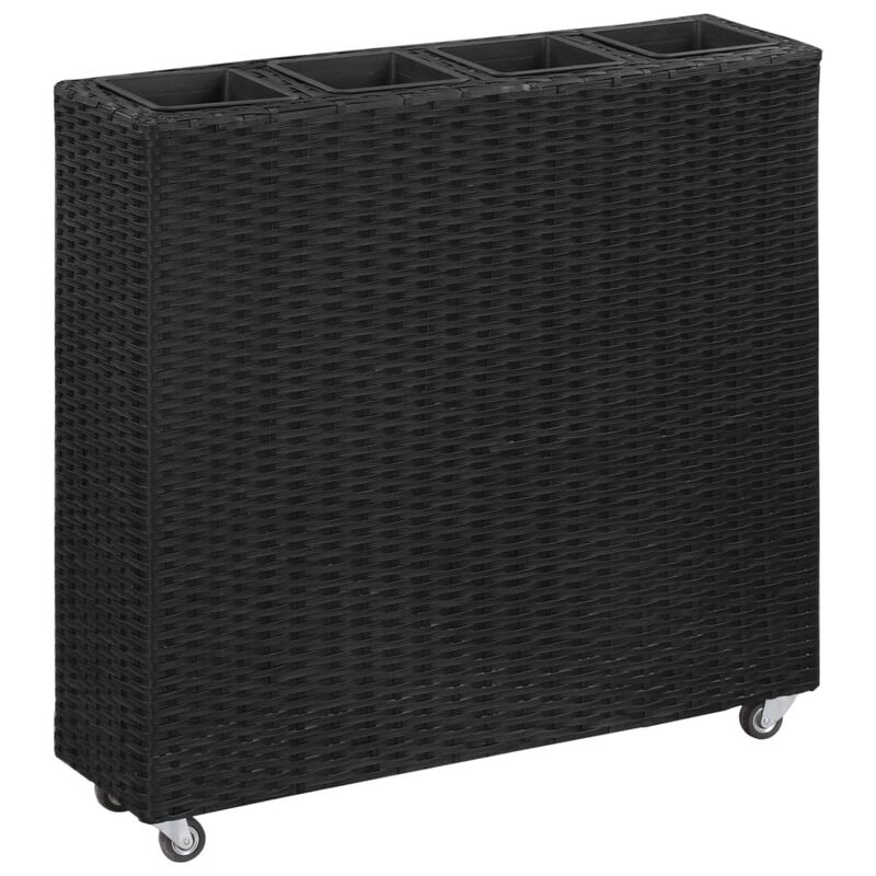 

vidaXL Garden Raised Bed with 4 Pots 80x22x79 cm Poly Rattan Black