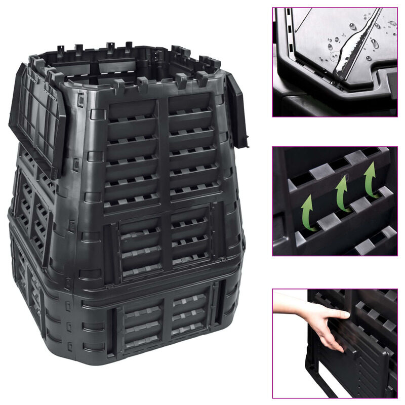 

vidaXL Garden Composter Black 93.3x93.3x113 cm 740 L