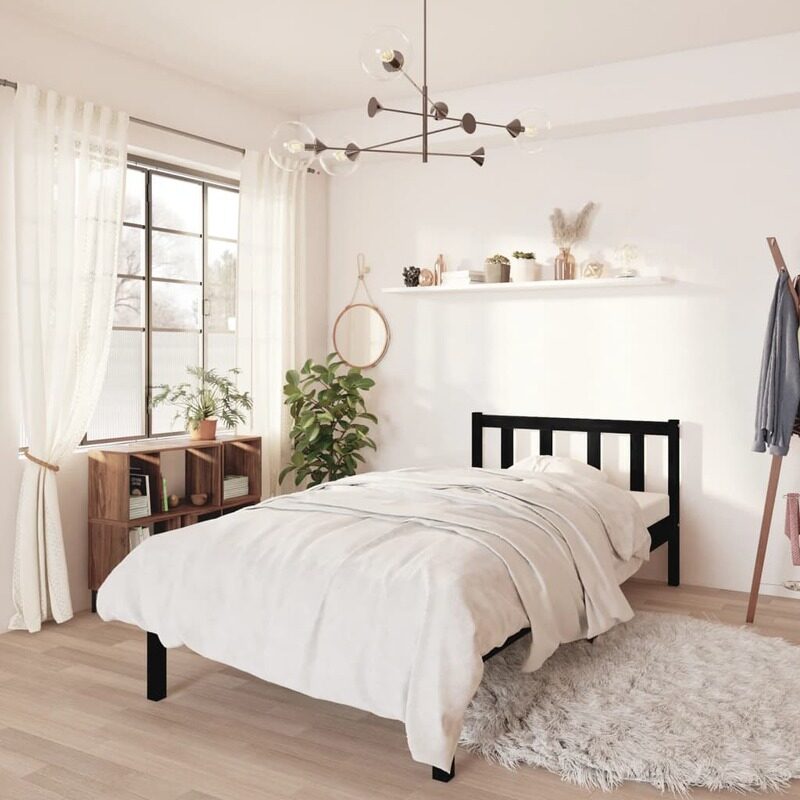

vidaXL Bed Frame Black Solid Pinewood 90x200 cm