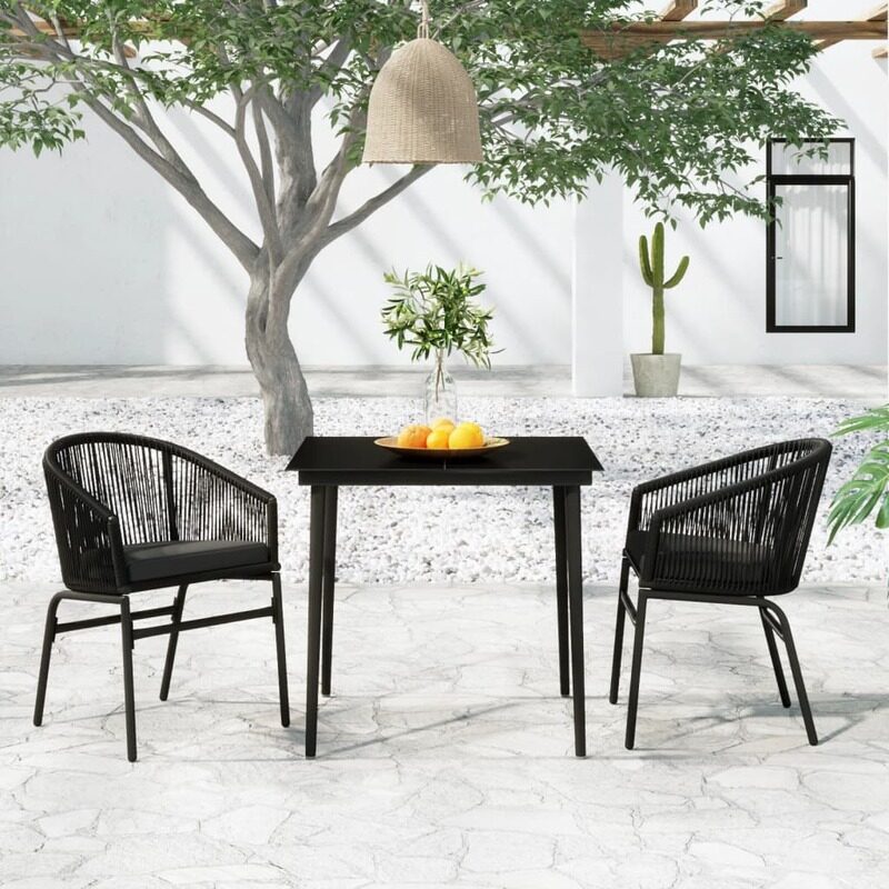 

vidaXL 3 Piece Garden Dining Set Black
