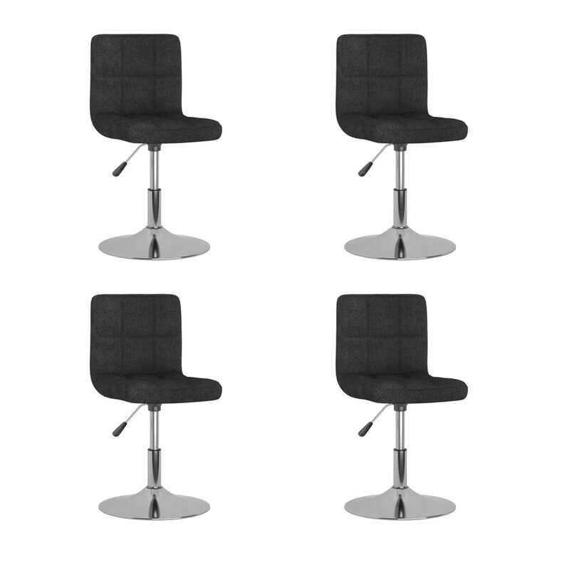 vidaXL Swivel Dining Chairs 4 pcs Black Fabric