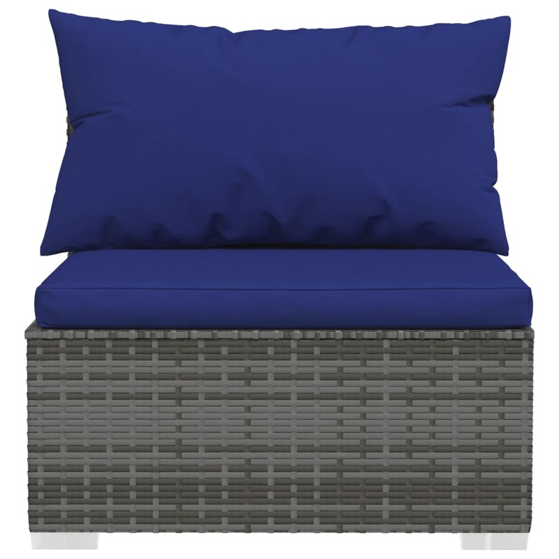 vidaXL 13 Piece Garden Lounge Set with Cushions Poly Rattan Grey