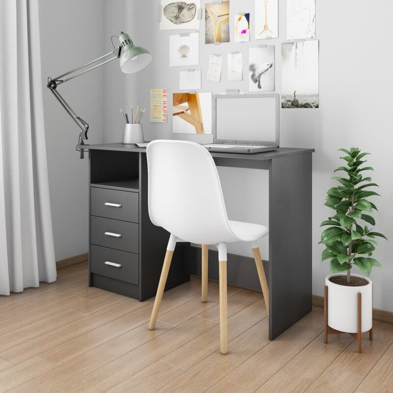 

vidaXL Desk with Drawers Black 110x50x76 cm Engineered Wood