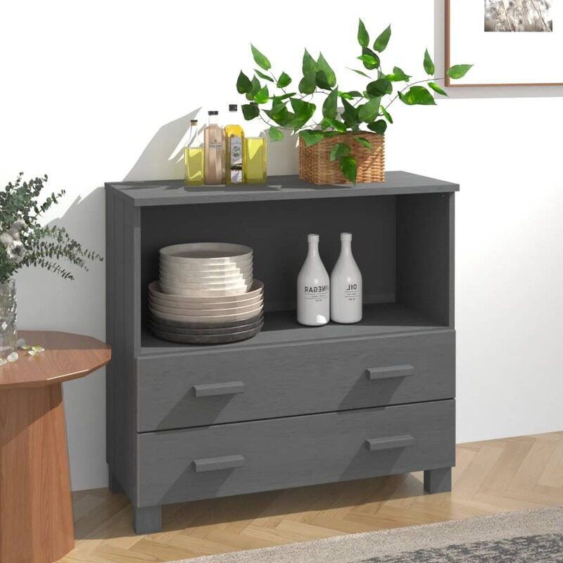 

vidaXL Sideboard HAMAR Dark Grey 85x35x80 cm Solid Wood Pine