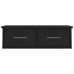 vidaXL Wall-mounted Drawer Shelf Black 60x26x18.5 cm Engineered Wood