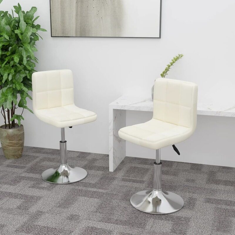 vidaXL Swivel Dining Chairs 2 pcs Cream Fabric