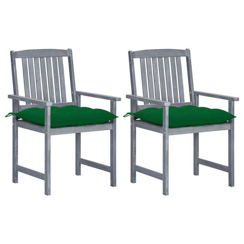 

vidaXL Garden Chairs with Cushions 2 pcs Grey Solid Acacia Wood