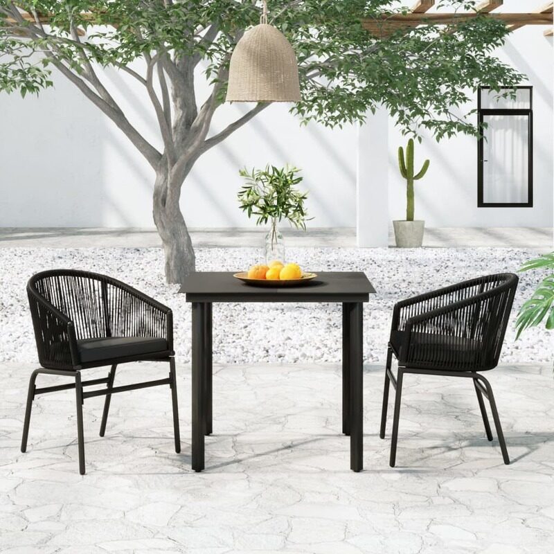 

vidaXL 3 Piece Garden Dining Set Black
