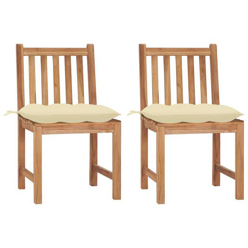 

vidaXL Garden Chairs 2 pcs with Cushions Solid Teak Wood