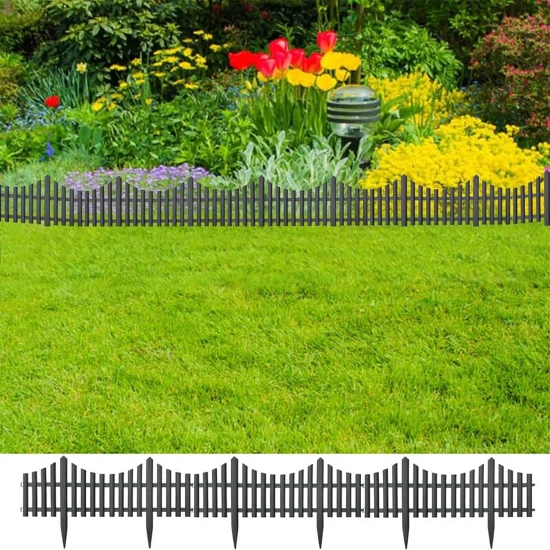 

vidaXL Lawn Edgings 17 pcs Anthracite 10 m PP