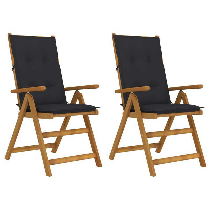 

vidaXL Garden Reclining Chairs 2 pcs with Cushions Solid Acacia Wood