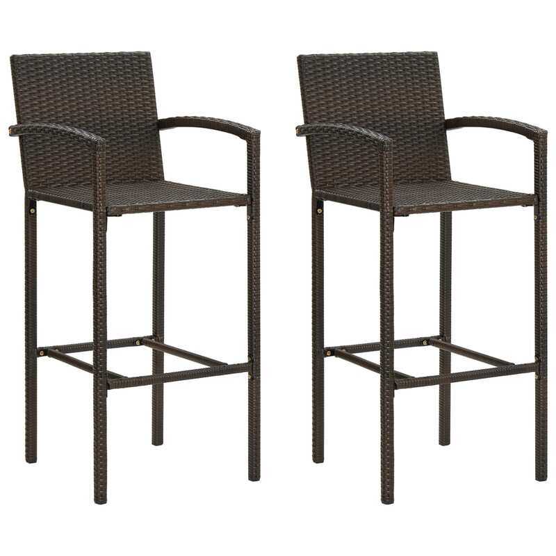 

vidaXL Bar Stools 2 pcs Brown Poly Rattan