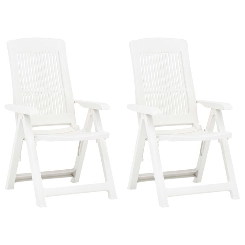 

vidaXL Garden Reclining Chairs 2 pcs Plastic White