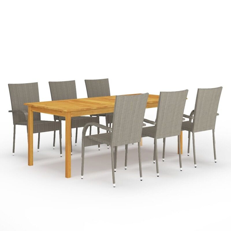 

vidaXL 7 Piece Garden Dining Set Grey