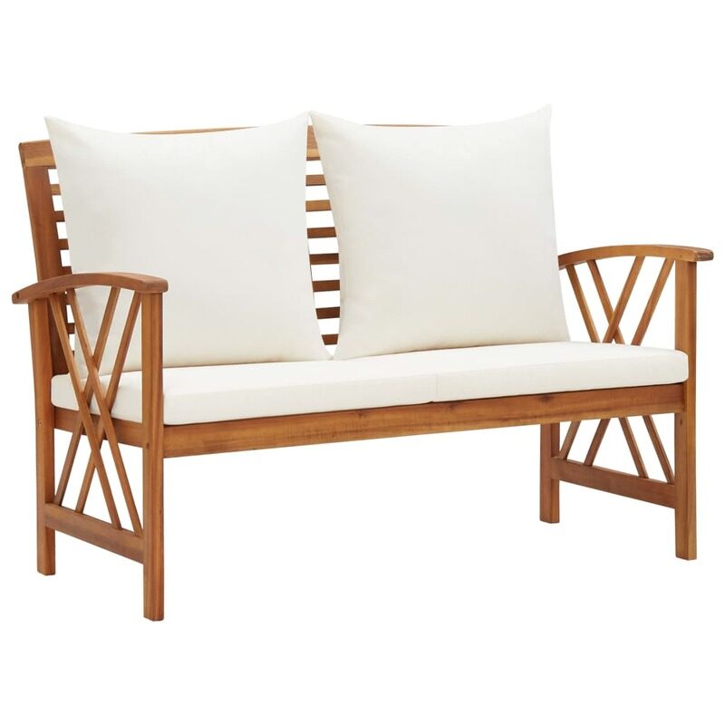 

vidaXL Garden Bench with Cushions 119 cm Solid Acacia Wood