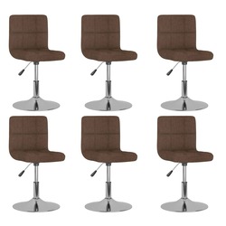 vidaXL Swivel Dining Chairs 6 pcs Brown Fabric
