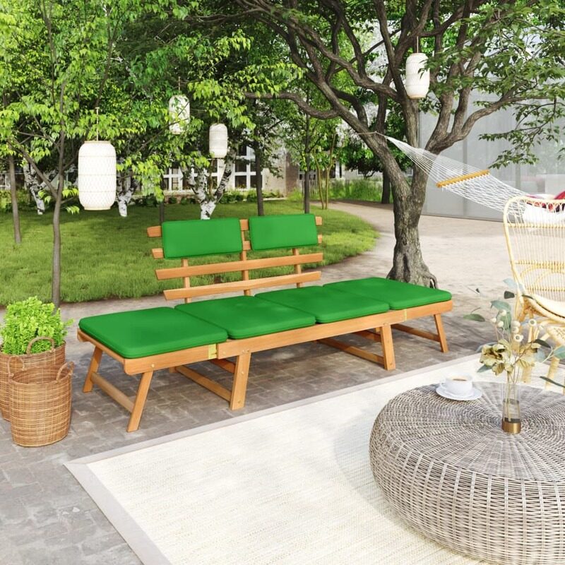 

vidaXL Garden Bench with Cushions 2-in-1 190 cm Solid Acacia Wood
