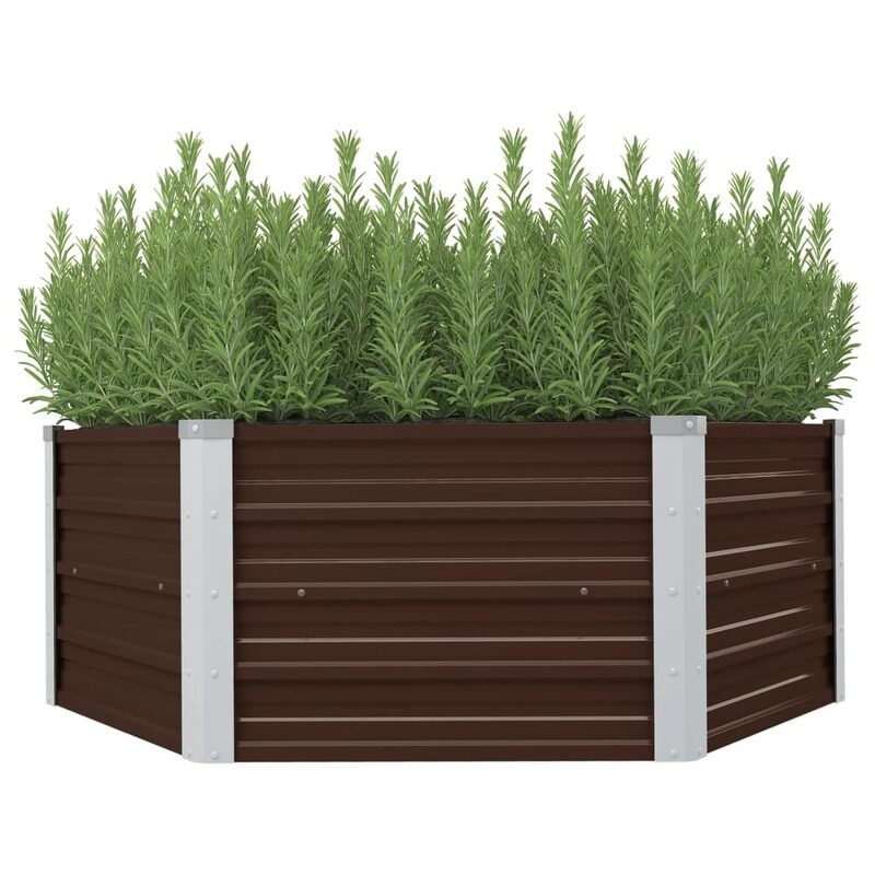 

vidaXL Raised Garden Bed Brown 129x129x46 cm Galvanised Steel