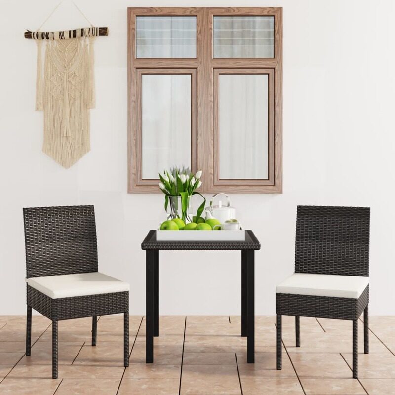 

vidaXL 3 Piece Garden Dining Set Poly Rattan Black