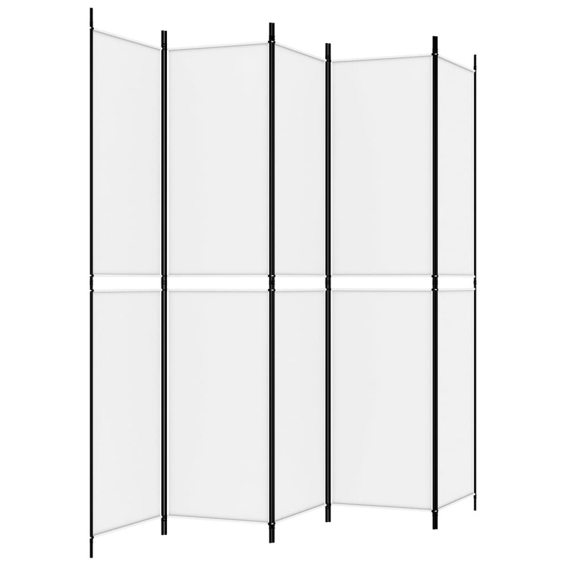 vidaXL 5-Panel Room Divider White 250x220 cm Fabric