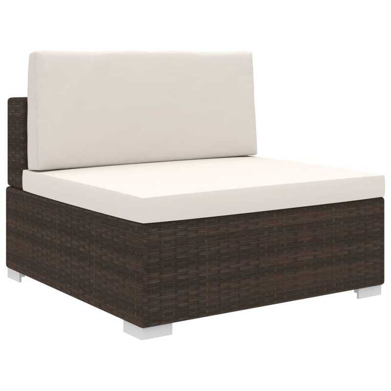 

vidaXL Sectional Middle Seat 1 pc with Cushions Poly Rattan Brown