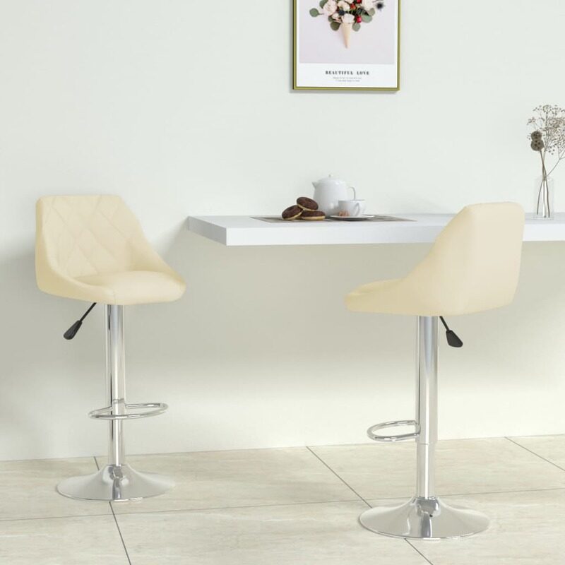 

vidaXL Bar Stools 2 pcs Cream Faux Leather