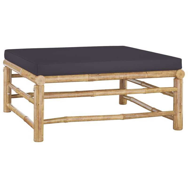 

vidaXL Garden Footrest with Dark Grey Cushion Bamboo