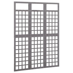 vidaXL 3-Panel Room Divider/Trellis Solid Fir Wood Grey 121x180 cm