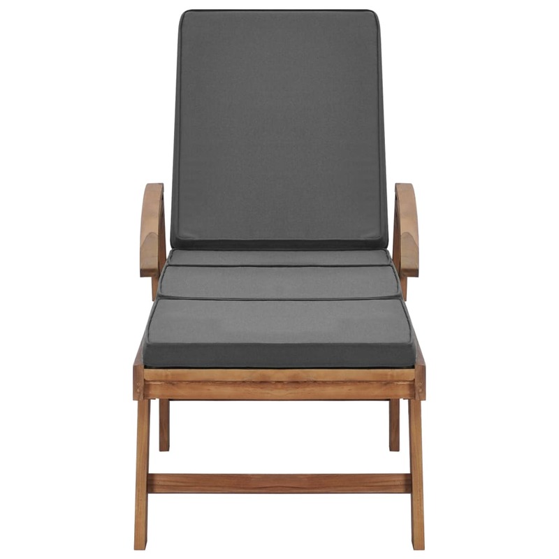 vidaXL Sun Loungers with Cushions 2 pcs Solid Teak Wood Dark Grey