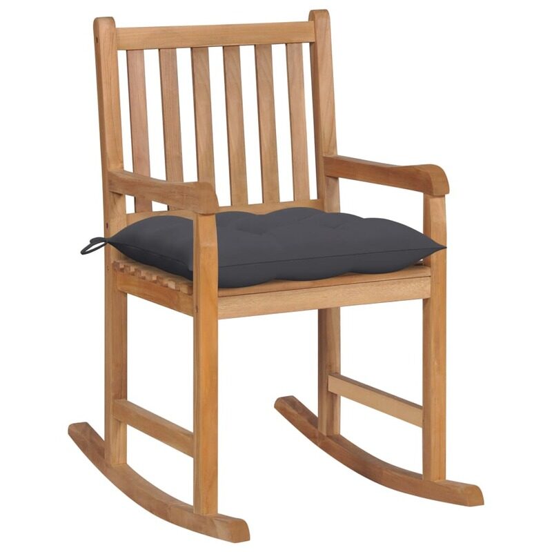 

vidaXL Rocking Chair with Anthracite Cushion Solid Teak Wood