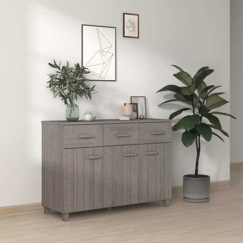 

vidaXL Sideboard HAMAR Light Grey 113x40x80 cm Solid Wood Pine