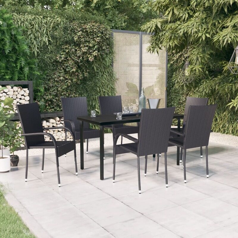 

vidaXL 7 Piece Outdoor Dining Set Black