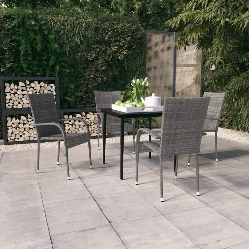 

vidaXL 5 Piece Garden Dining Set Grey and Black