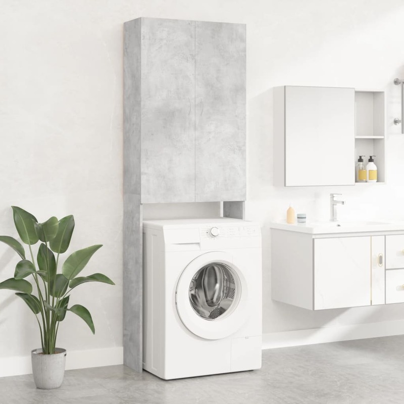 vidaXL Washing Machine Cabinet Concrete Grey 64x25.5x190 cm