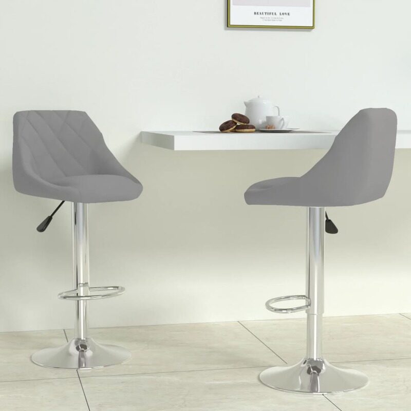 

vidaXL Bar Stool 2 pcs Light Grey Velvet