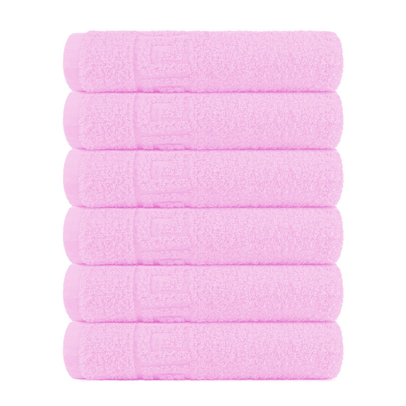 Solid Pink 6 piece 100% Cotton Hand Towel/Gym Towel/Face Towel