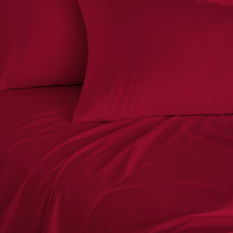 Context Queen Size Red Soft Wrinkle Free Microfiber Bed Sheet Set w/ Pillow Covers