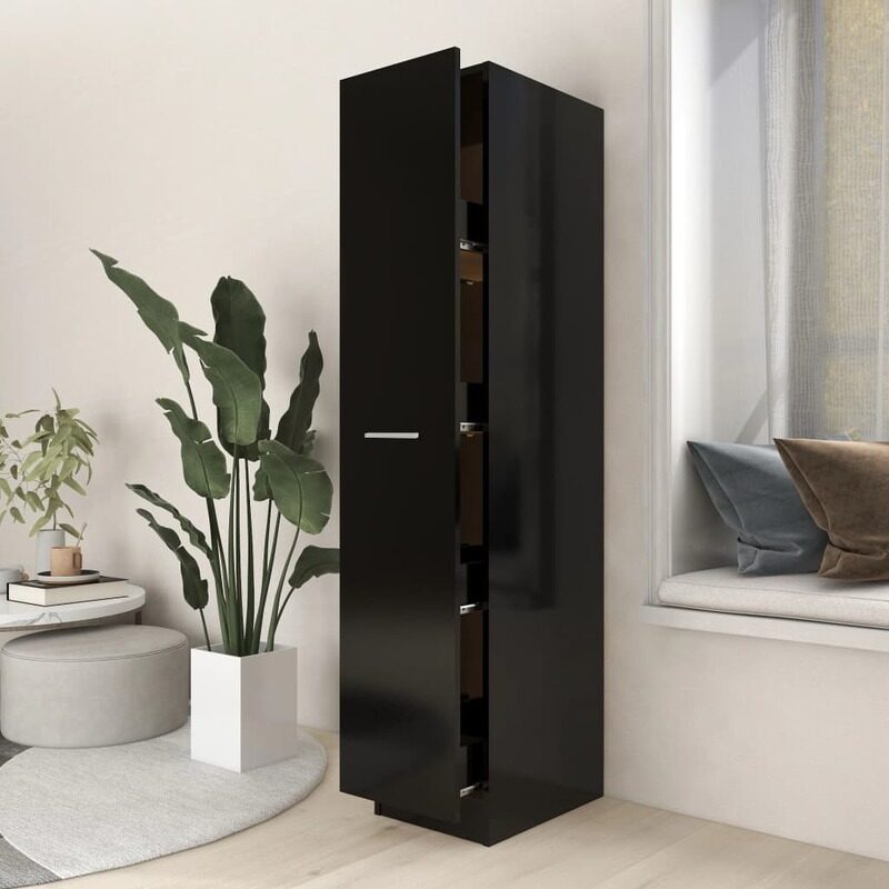 

vidaXL Apothecary Cabinet Black 30x42.5x150 cm Engineered Wood
